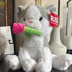 Russ Plush Dog with Pink Rose